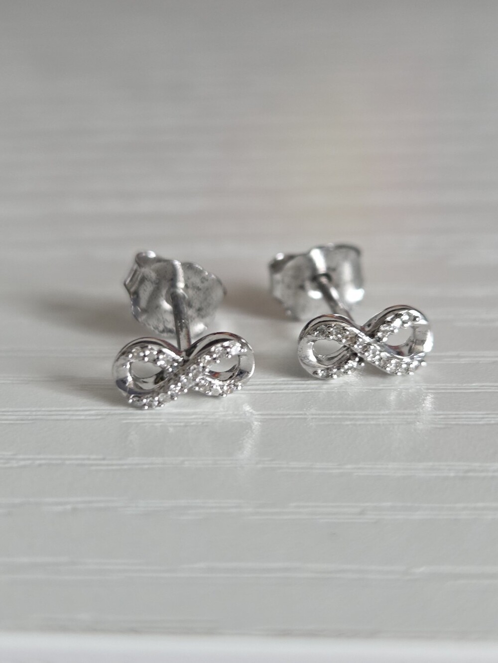Silver Infinity Stud Earrings With Natural Diamonds